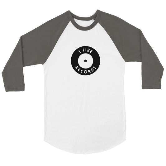 "I Like Records" Unisex 3/4 sleeve Raglan T-shirt