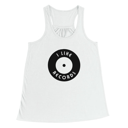 "I Like Records" Women's Flowy Racerback Tank Top