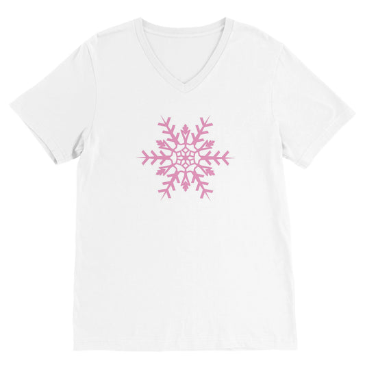 Pink Snowflake Premium Unisex V-Neck T-shirt