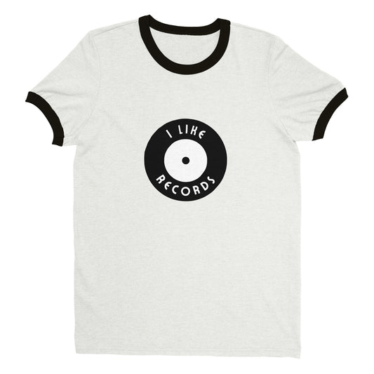 "I Like Records" Unisex Ringer T-shirt