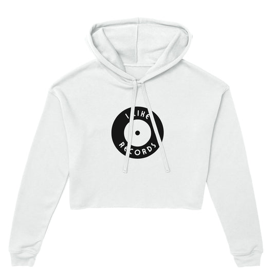 "I Like Records" Women's Cropped Hoodie